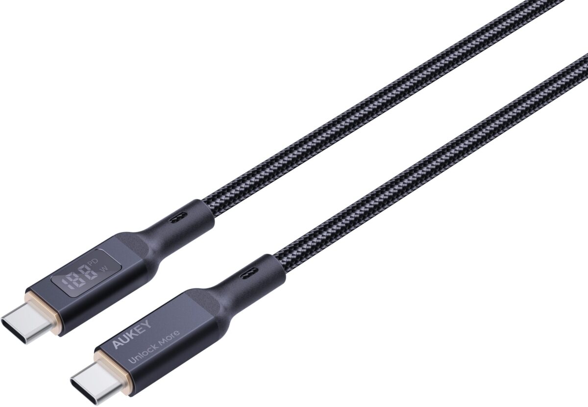 AUKEY Cable USB-C-to-C,LCD Display CB-MCC101 1.0m,Nylon Braided,100W,Bl. – Hochwertig & günstig bei ShopDeca