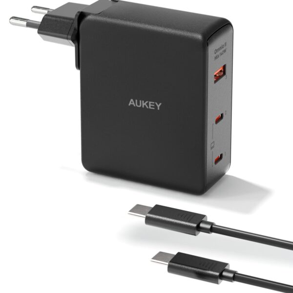 AUKEY OmniaMix II 140W GaN PD PA-B7O BK 3-Port, Wall Charger Black
