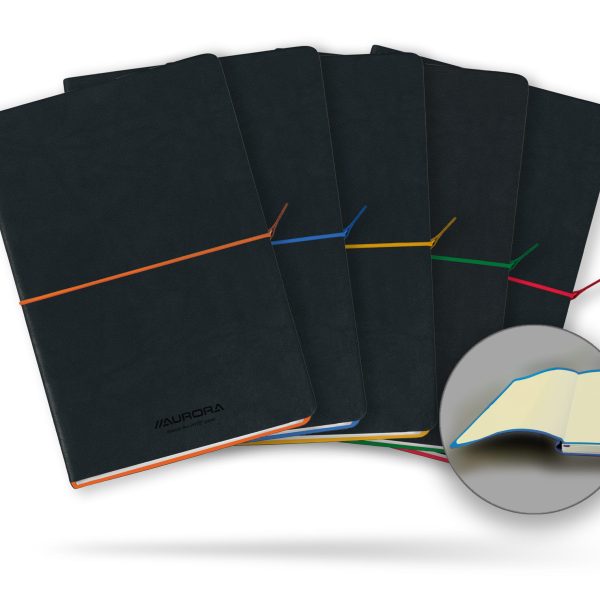 AURORA Notizbuch Softcover A5 2396TESJ schwarz/ gelb, liniert 192 S.