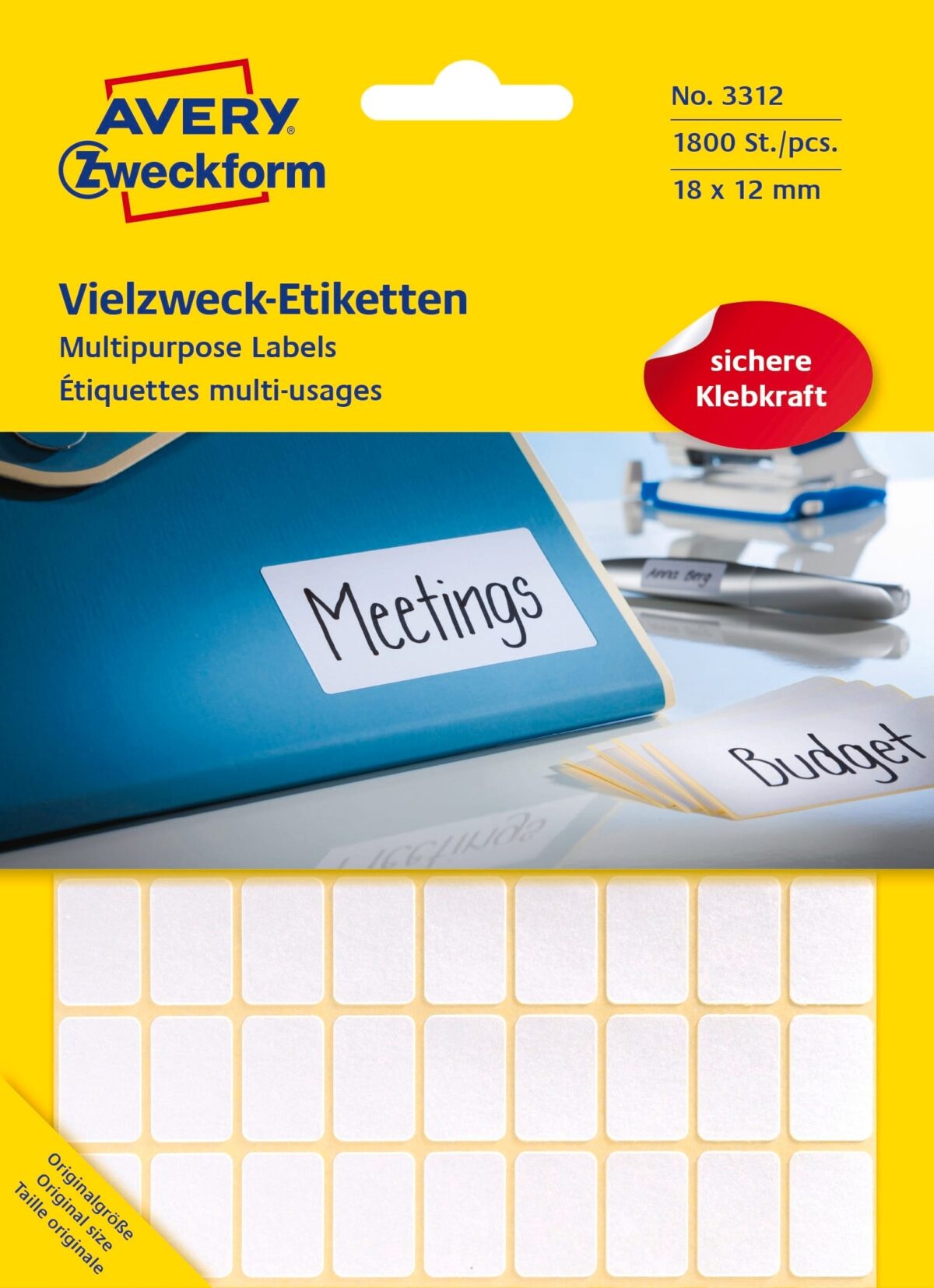 AVERY ZWECKFORM Universaletiketten 18x12mm 3312 weiss 1800 Stk./25 Bl. – Hochwertig & günstig bei ShopDeca