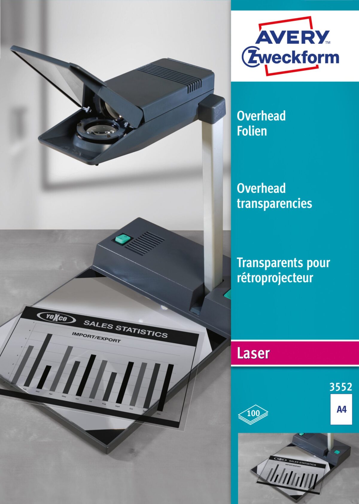 AVERY ZWECKFORM Overhead-Folie A4 3552 0,10mm Laser 100 Blatt – Hochwertig & günstig bei ShopDeca