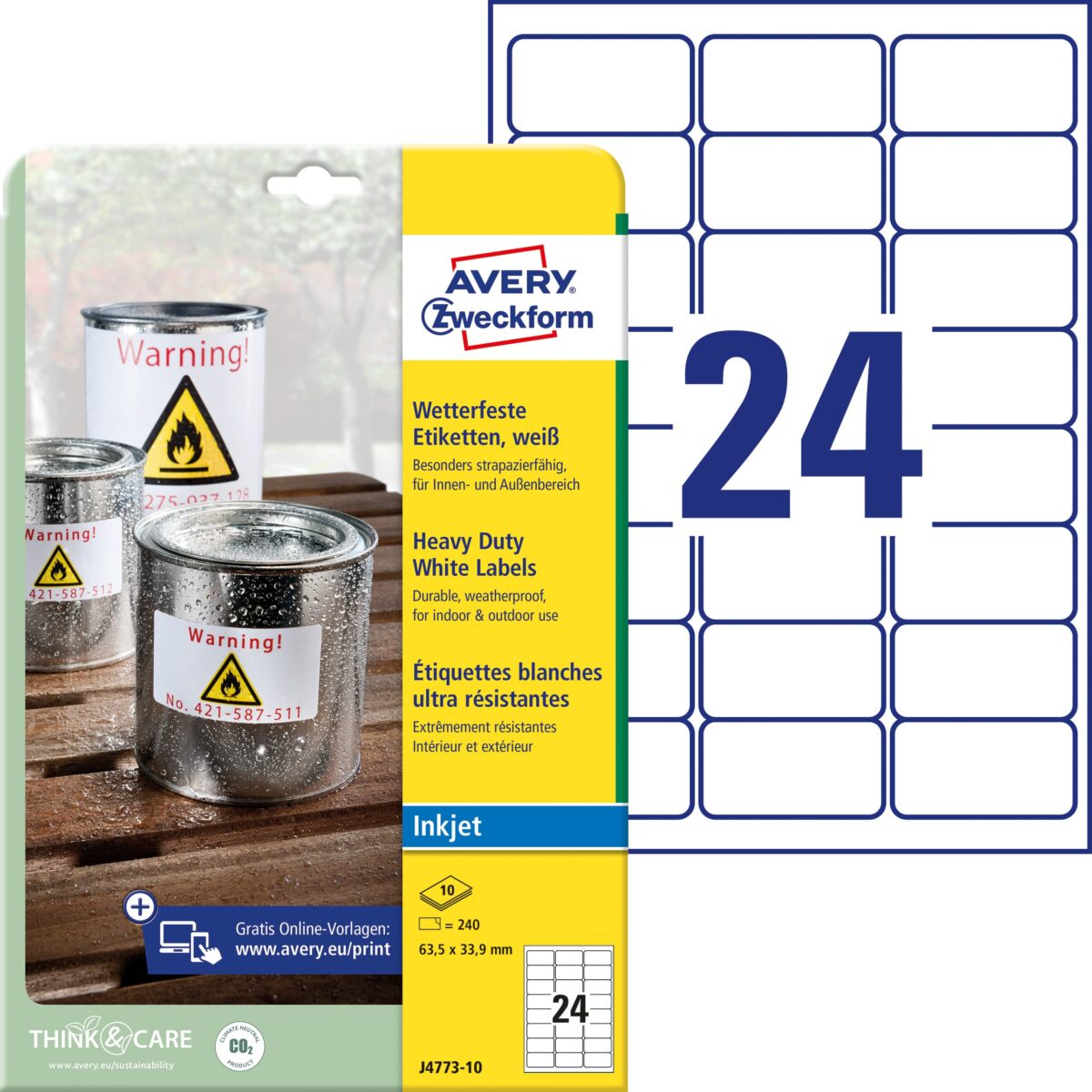 AVERY ZWECKFORM Etiketten 63,5×33,9mm J4773-10 240 Stück – Hochwertig & günstig bei ShopDeca