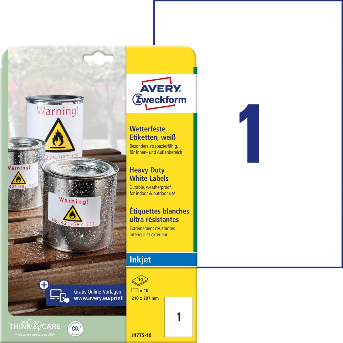AVERY ZWECKFORM Etiketten A4 J4775-10 weiss 10 Stück – Hochwertig & günstig bei ShopDeca