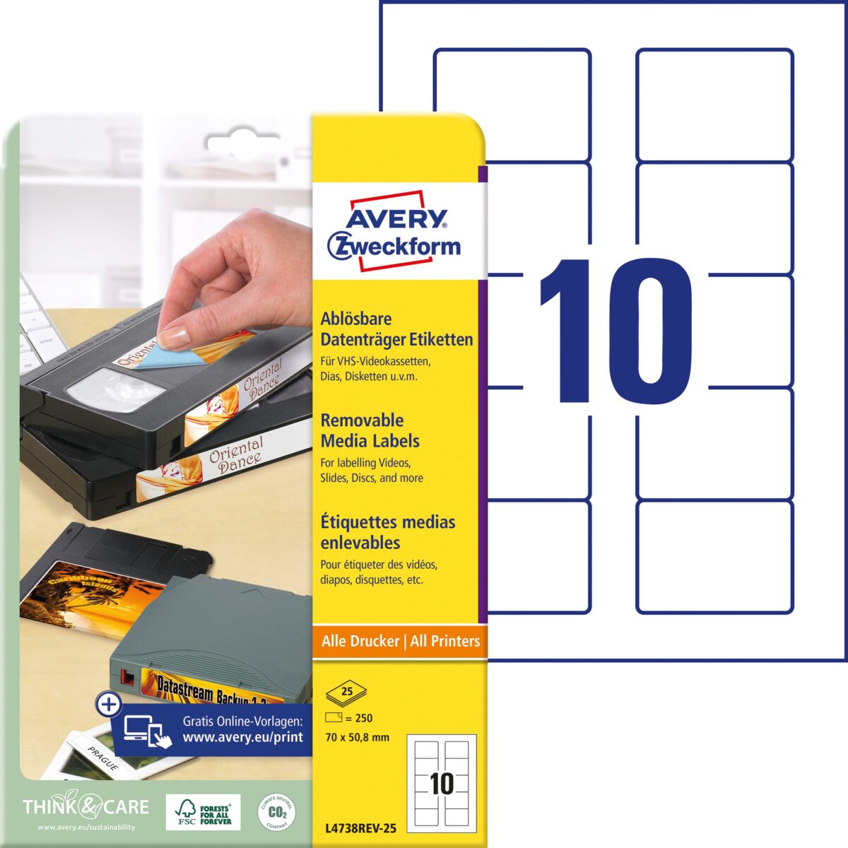 AVERY ZWECKFORM Disketten-Etiketten 70x50,8mm L4738REV-25 non-perm. 250 Stk./25 Bl. – Hochwertig & günstig bei ShopDeca