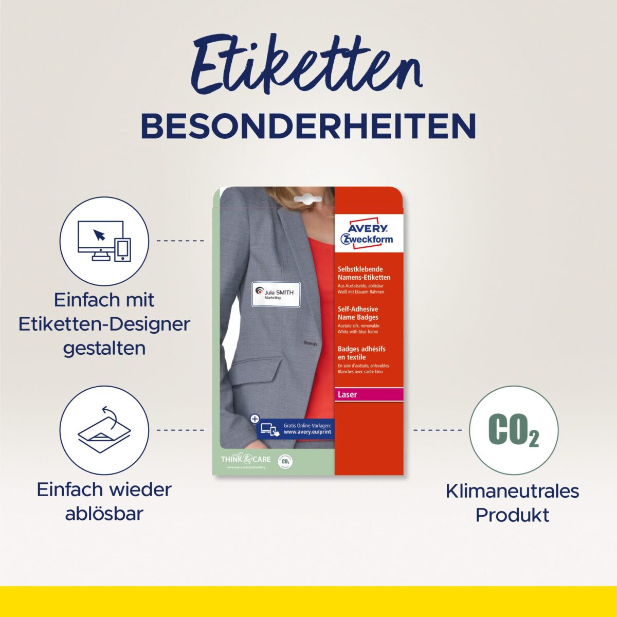 AVERY ZWECKFORM Namensetiketten L4787-20 weiss/blau 80x50mm 200 Stück – Hochwertig & günstig bei ShopDeca