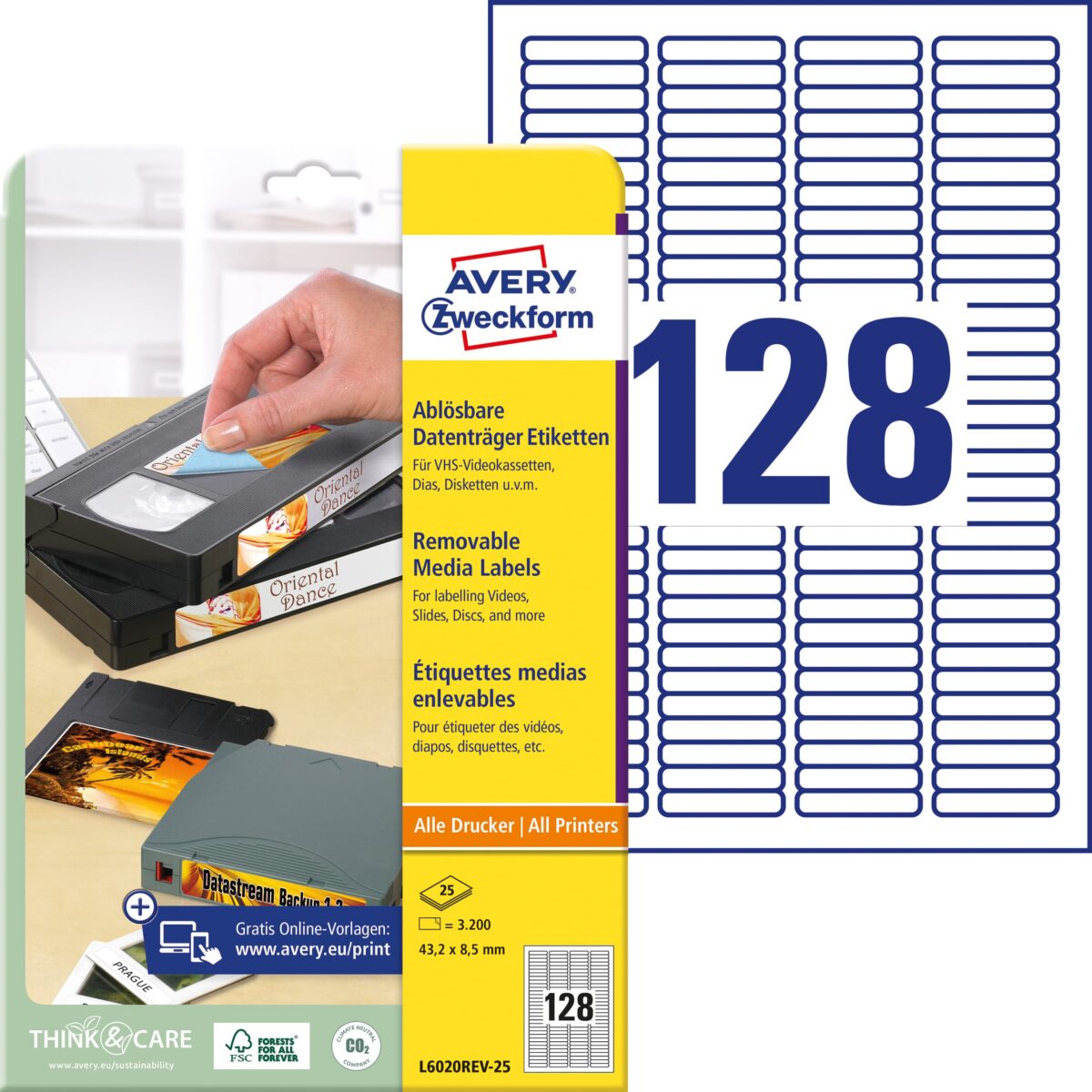 AVERY ZWECKFORM Etiketten 43,2x8,5mm L6020REV2 Dia 3200 Stück – Hochwertig & günstig bei ShopDeca