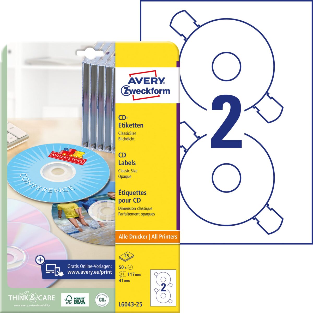 AVERY ZWECKFORM CD-Etiketten Classic weiss L6043-25 117mm 50 Stk. – Hochwertig & günstig bei ShopDeca