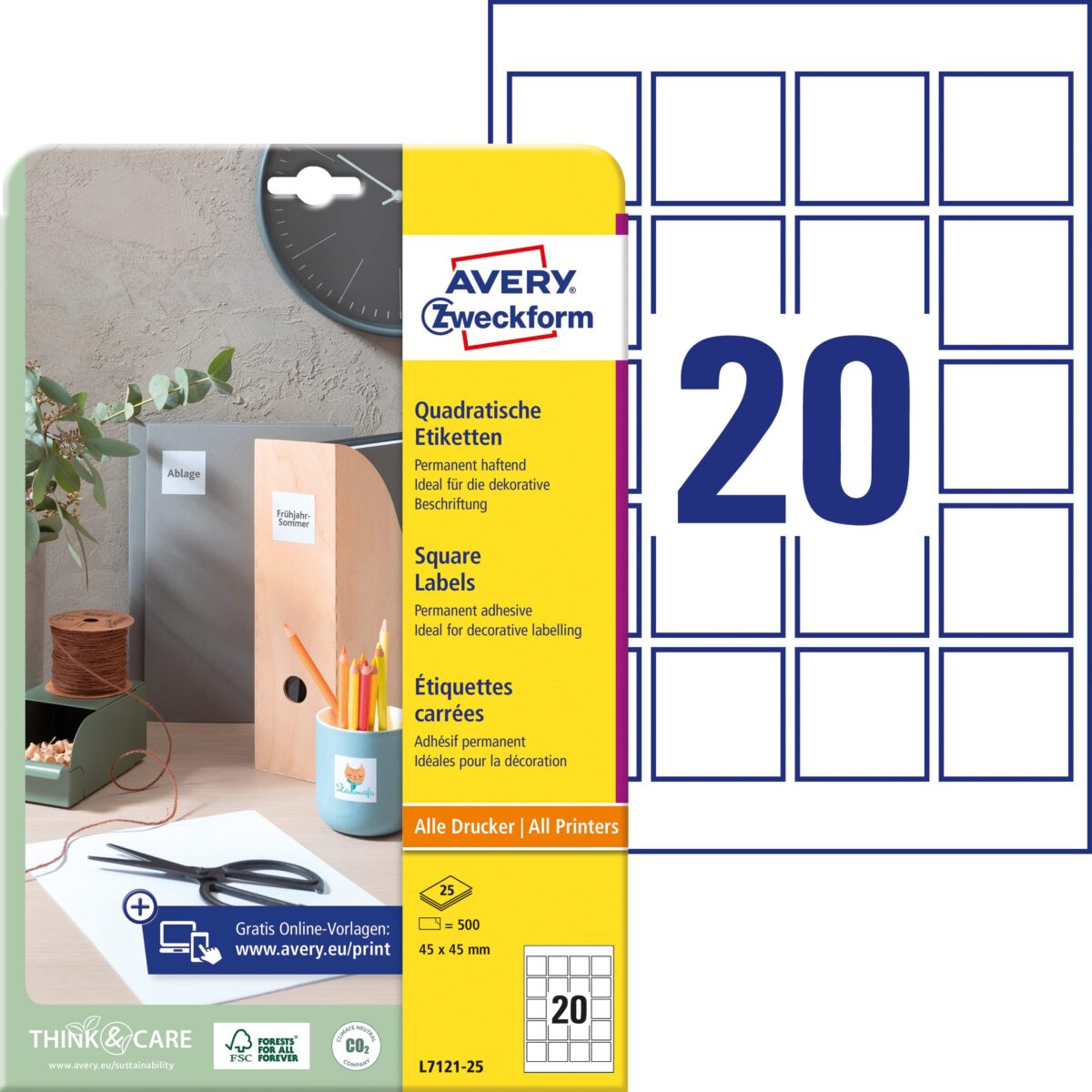 AVERY ZWECKFORM Etiketten QR Code 45x45mm L7121-25 500 Stück – Hochwertig & günstig bei ShopDeca