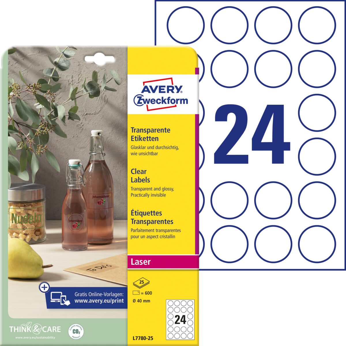 AVERY ZWECKFORM Etiketten A4 L7780-25 transparent 600 Stück – Hochwertig & günstig bei ShopDeca