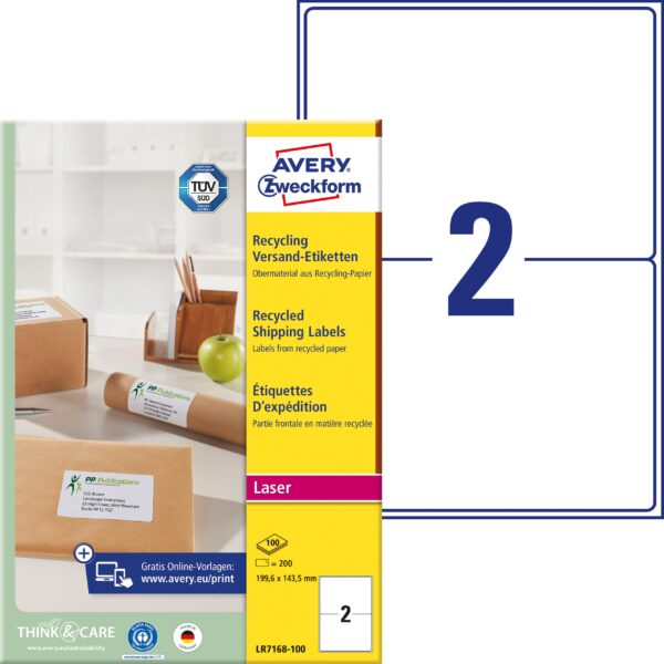 AVERY ZWECKFORM Adressetiketten 199,6x143,5mm LR7168100 recycling 200 Stück