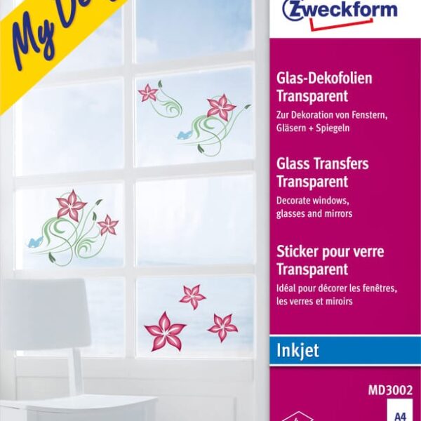 AVERY ZWECKFORM Glasfolie My Design A4 MD3002 transparent 4 Blatt