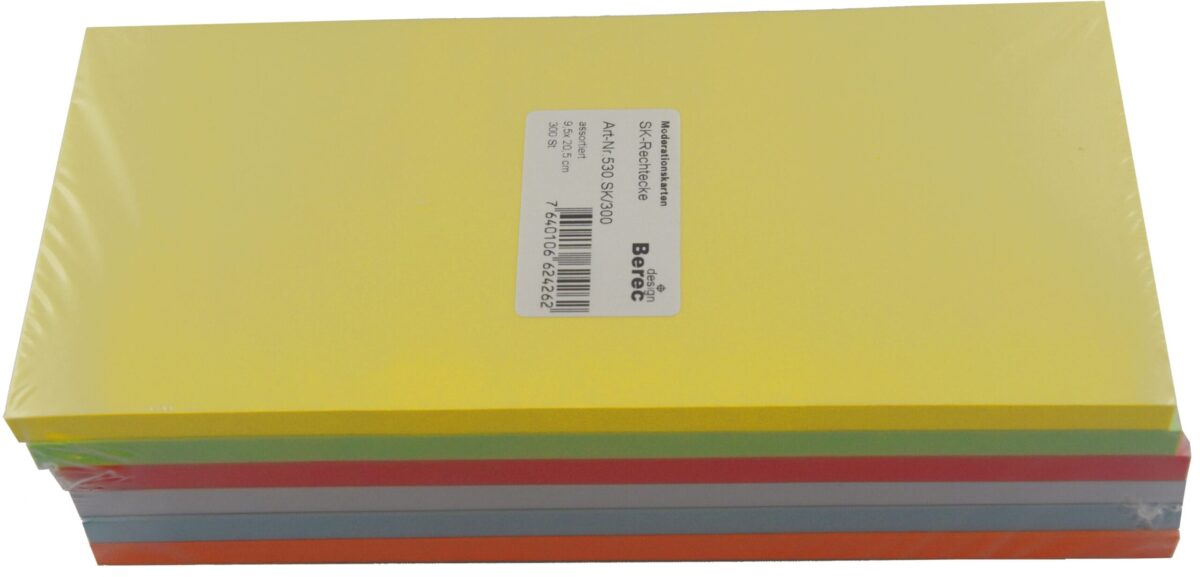 BEREC Karten 6-farbig ass. 530.SK300 Rechteck 205x95mm 300 Stk. – Hochwertig & günstig bei ShopDeca