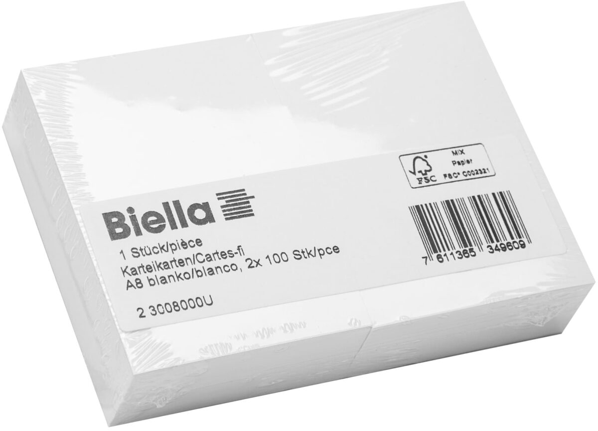 BIELLA Karteikarten blanko A8 23008000U weiss 200 Stück – Hochwertig & günstig bei ShopDeca