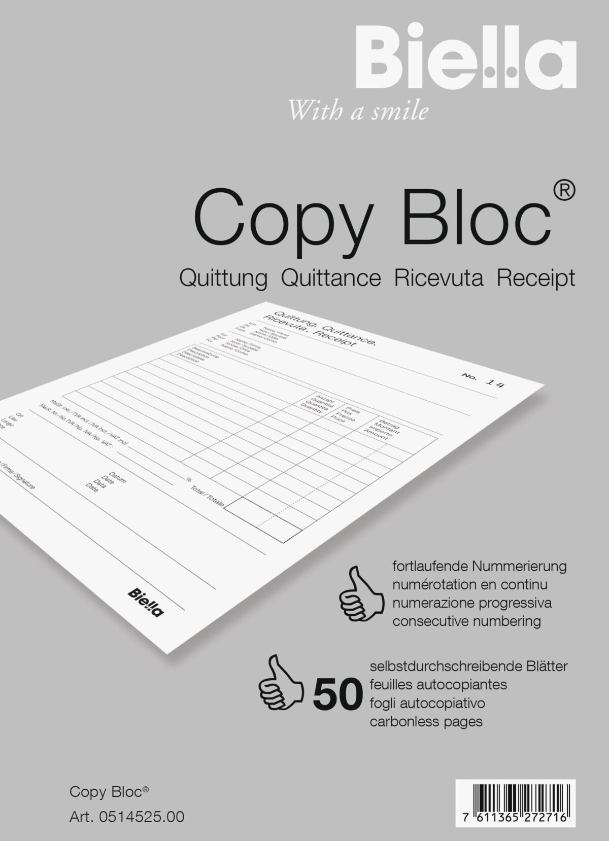 BIELLA Quittung COPY-BLOC D/F/I/E A5 51452500U selbstdurchschreib. 50x2 Blatt – Hochwertig & günstig bei ShopDeca