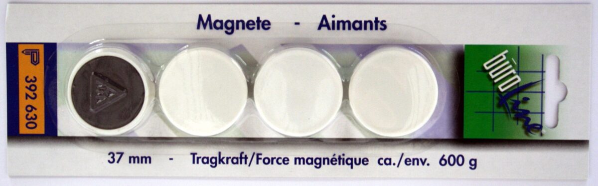 BÜROLINE Magnet 37 mm 392630 weiss 4 Stück – Hochwertig & günstig bei ShopDeca