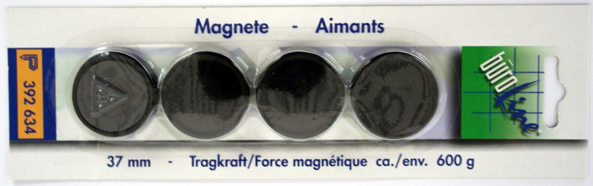 BÜROLINE Magnet 37 mm 392634 schwarz 4 Stück – Hochwertig & günstig bei ShopDeca