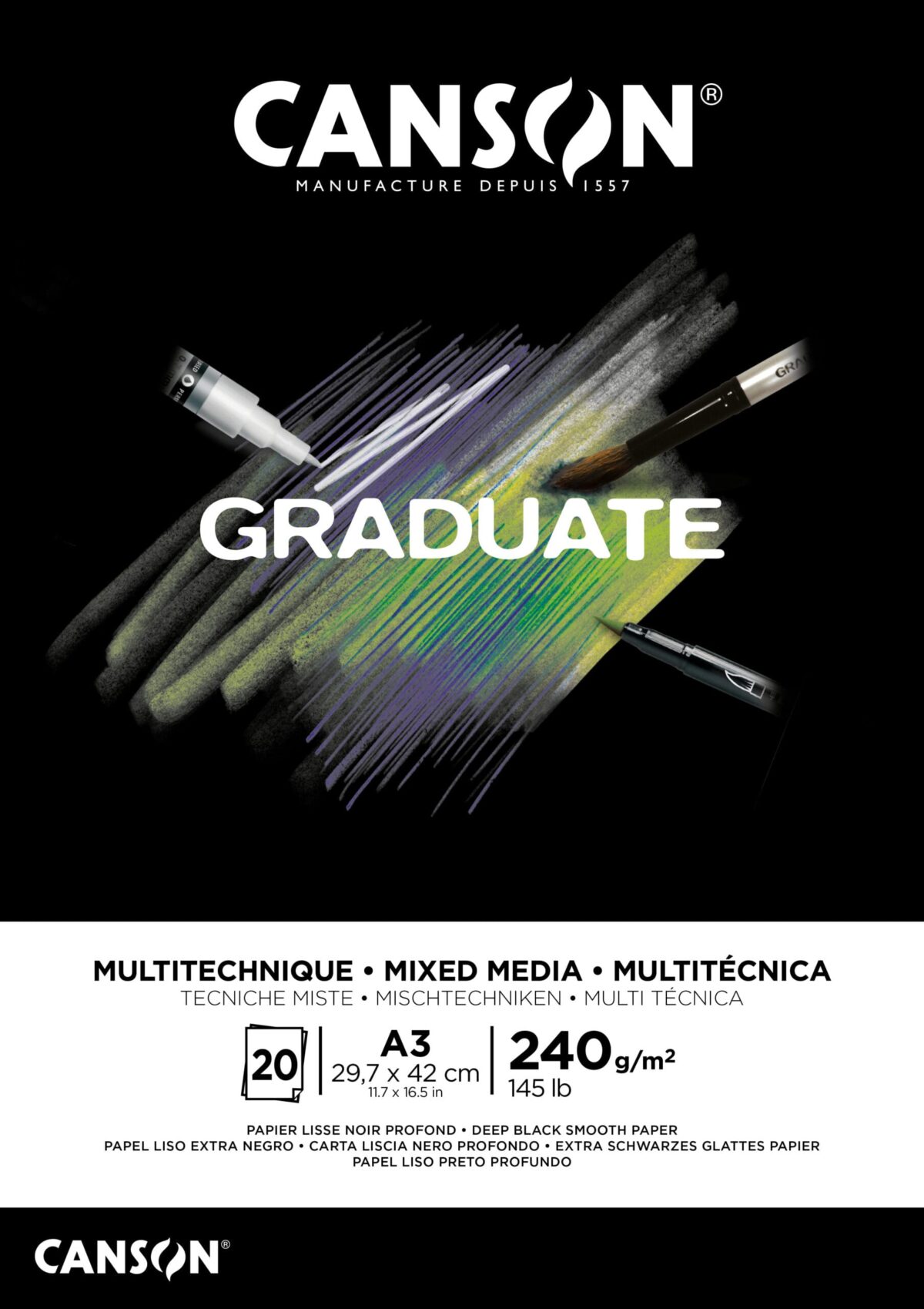 CANSON Graduate Mixed Media A3 31250P018 20 Blatt, schwarz, 240g – Hochwertig & günstig bei ShopDeca