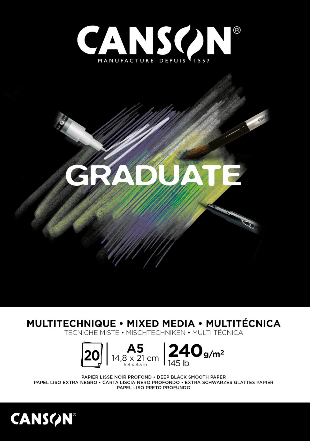 CANSON Graduate Mixed Media A5 31250P019 20 Blatt, schwarz, 240g – Hochwertig & günstig bei ShopDeca