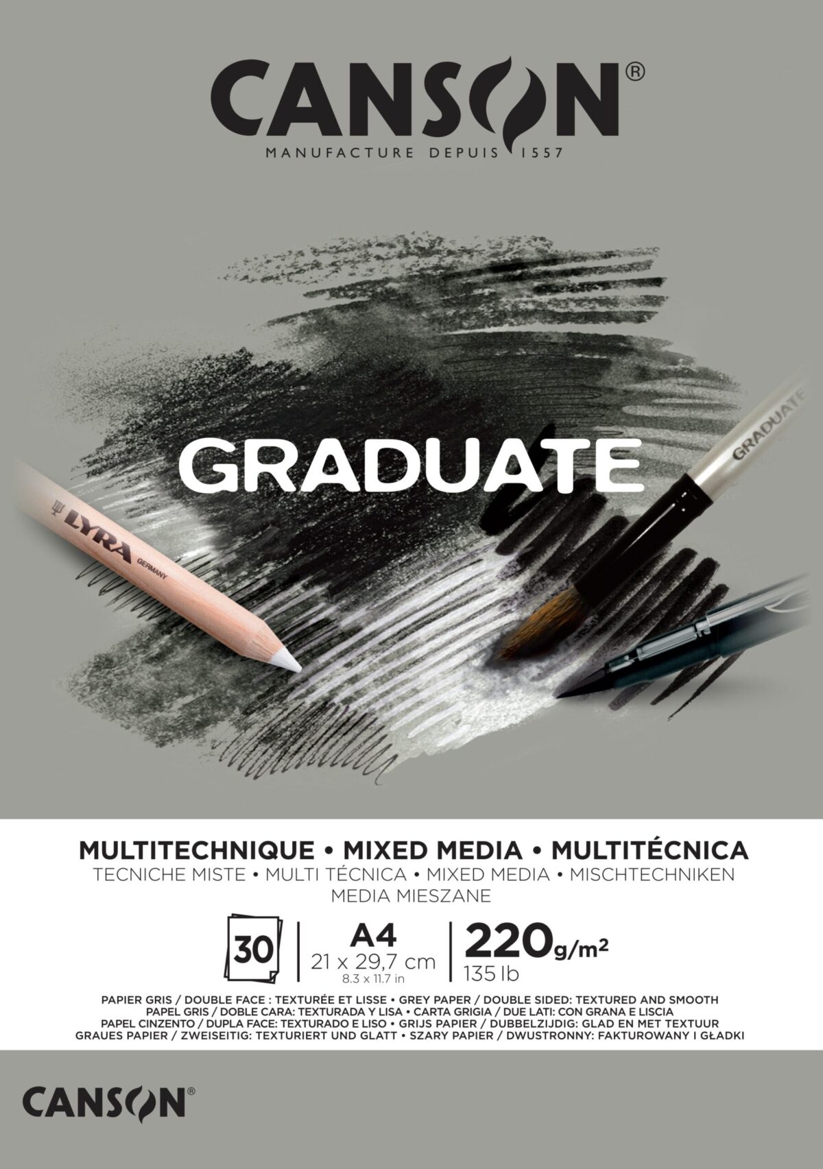 CANSON Graduate Mixed Media A4 400110371 20 Blatt, grau, 220g – Hochwertig & günstig bei ShopDeca
