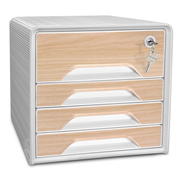 CEP Schubladenbox Smoove Silva 1073111021 4 Schubl.m Schloss weiss/buche