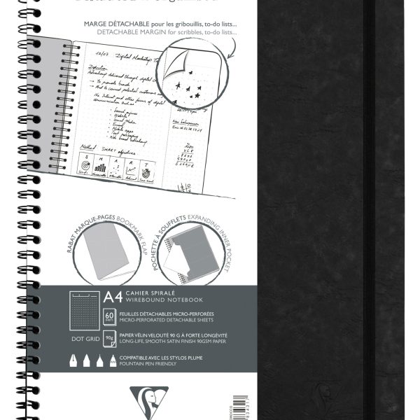 CLAIREFONTAINE AGE BAG MY.NOTES A4 783431C Spiralbuch dot schwarz 60 Bl