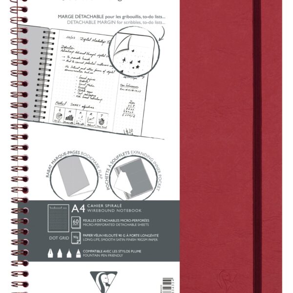 CLAIREFONTAINE AGE BAG MY.NOTES A4 783432C Spiralbuch dot rot 60 Bl