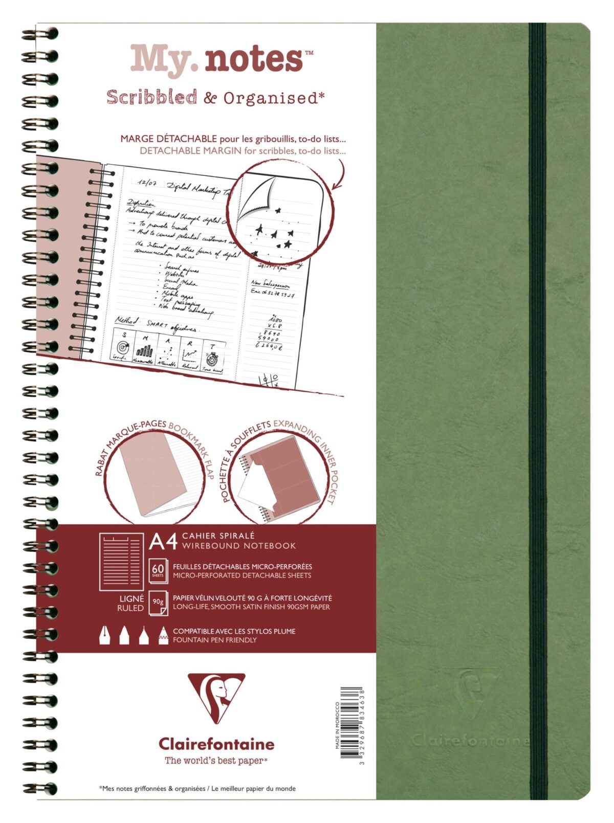 CLAIREFONTAINE AGE BAG MY.NOTES A4 783463C Spiralbuch liniert grün 60 Bl – Hochwertig & günstig bei ShopDeca