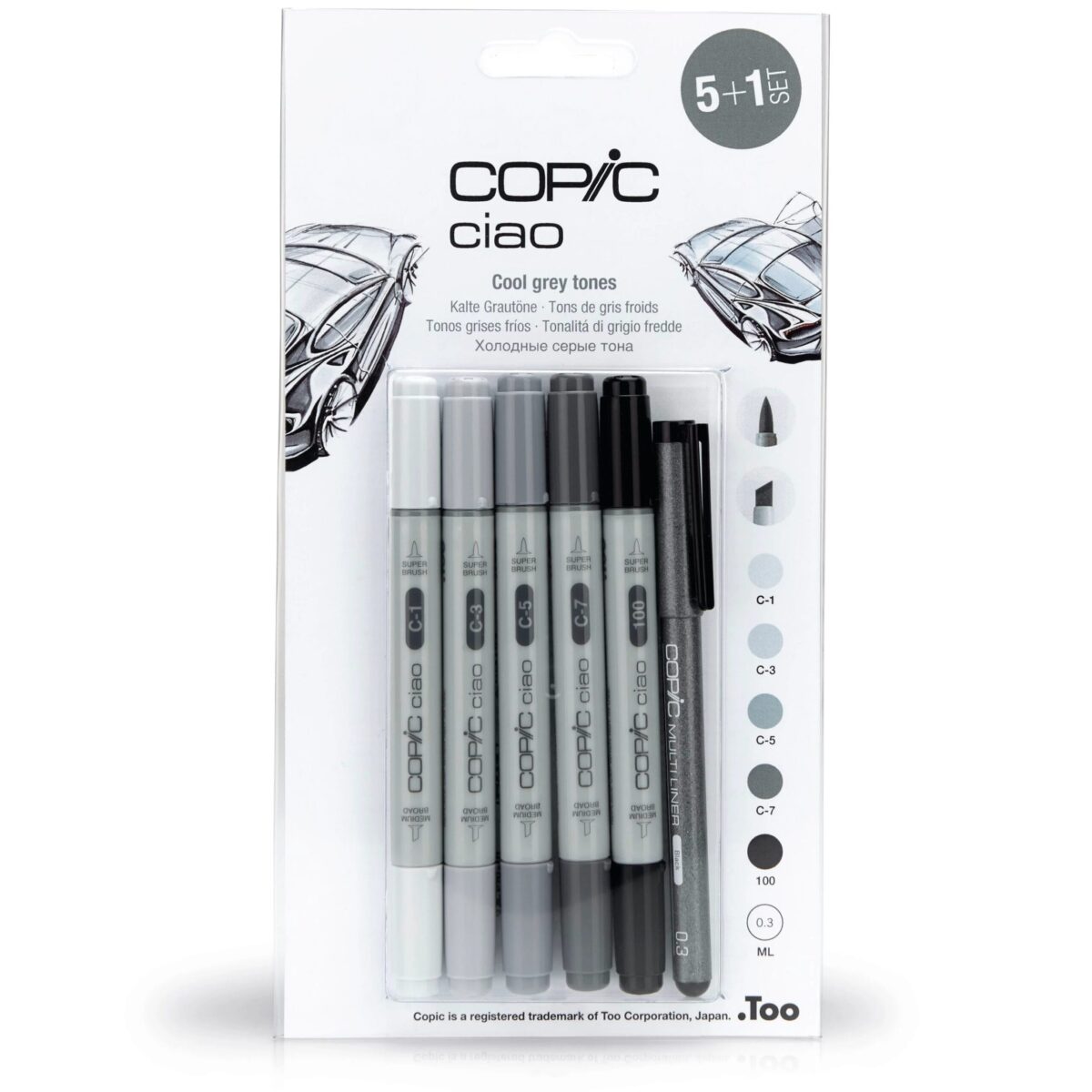 COPIC Marker Ciao 22075554 5+1 Set Cool Grey Tones – Hochwertig & günstig bei ShopDeca
