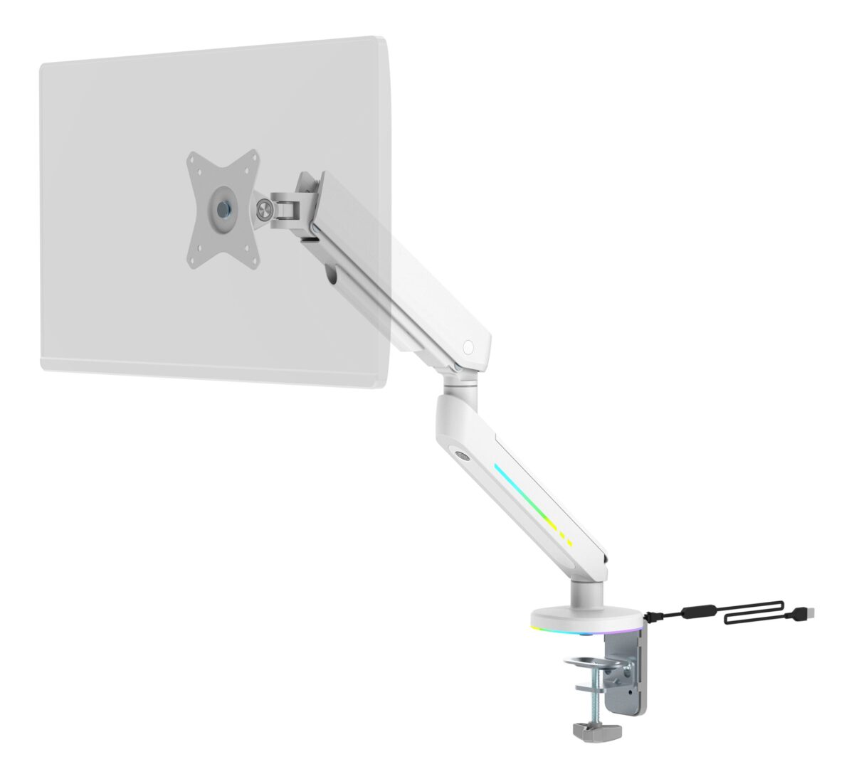DELTACO RGB Single Monitor Arm GAM-134-W remote Ctrl. White – Hochwertig & günstig bei ShopDeca