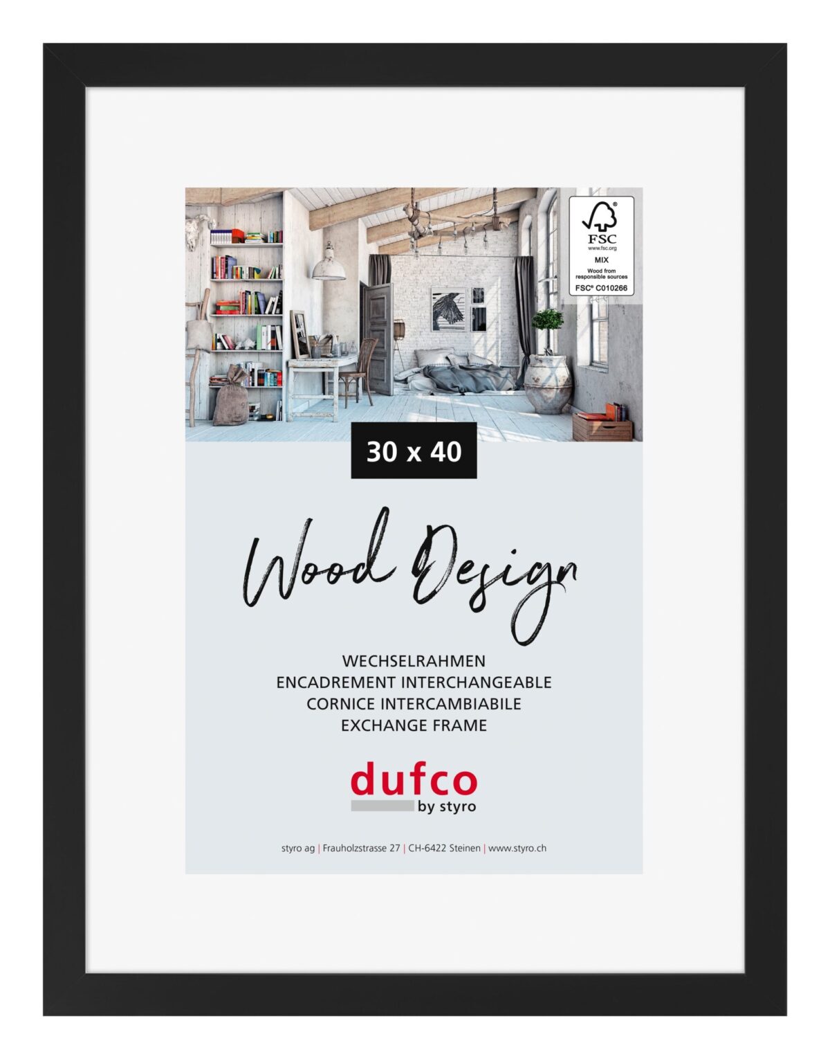 DUFCO Holz-Bilderrahmen 30x40cm 1610.80109 Toronto schwarz – Hochwertig & günstig bei ShopDeca