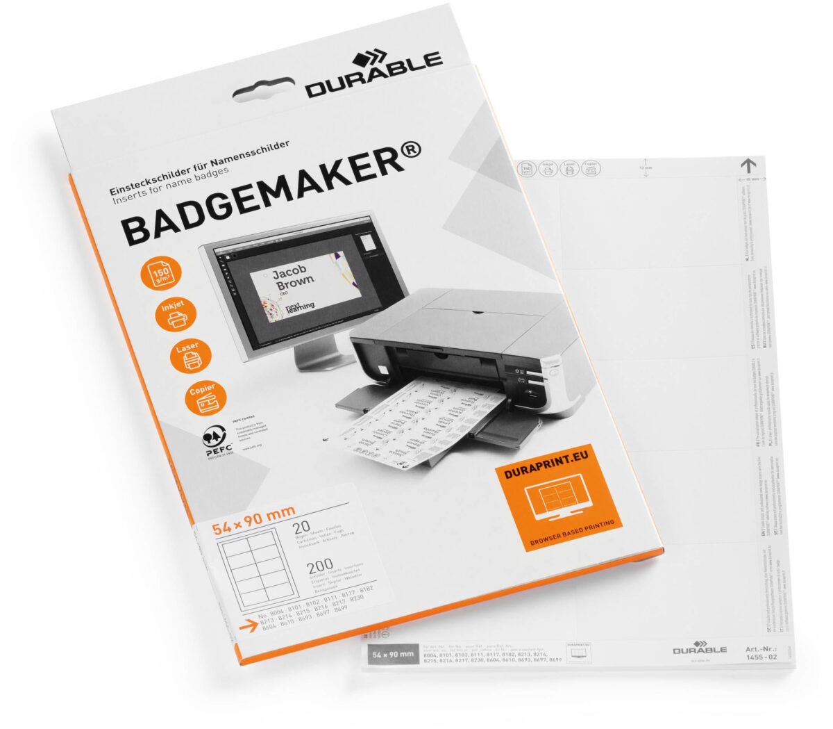 DURABLE Etiketten Badgemaker 145502 weiss, 54x90mm 20Bl./10St. – Hochwertig & günstig bei ShopDeca