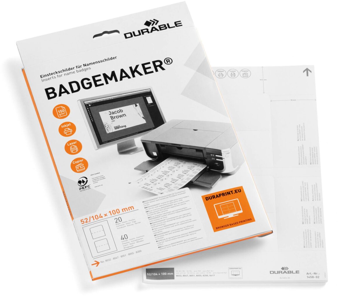 DURABLE Etiketten Badgemaker 145102 weiss, 30x60mm 20Bl./27Stk. – Hochwertig & günstig bei ShopDeca