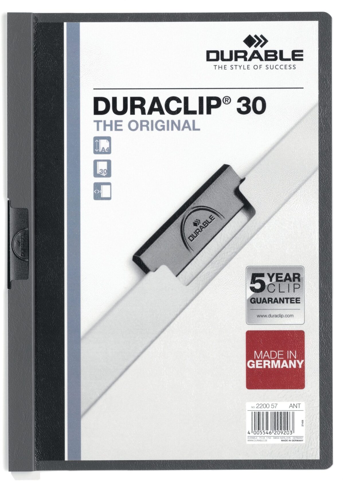 DURABLE Klemmhefter DURACLIP 30 220057 für 30 Blatt A4 anthrazit – Hochwertig & günstig bei ShopDeca