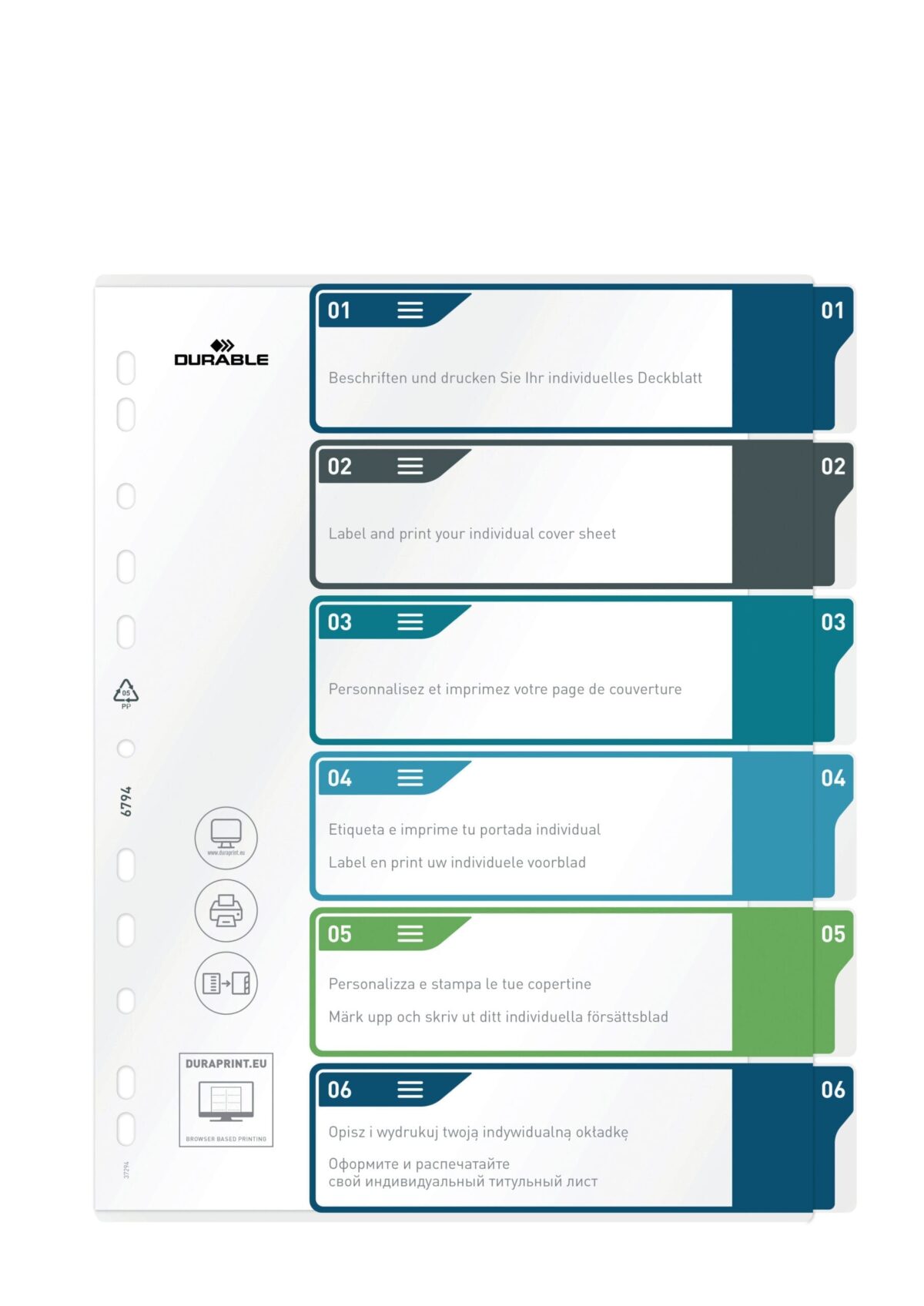 DURABLE Register PP A4+ 679427 mehrfarbig 1-6 – Hochwertig & günstig bei ShopDeca