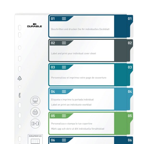 DURABLE Register PP A4+ 679427 mehrfarbig 1-6