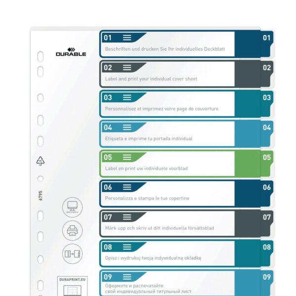 DURABLE Register PP A4+ 679527 mehrfarbig 1-10