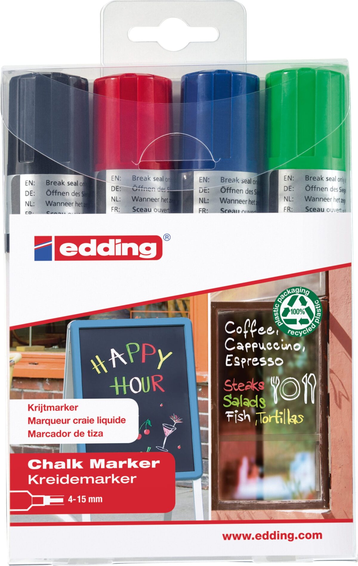 EDDING Windowmarker 4090 4-15mm 4090-E4 4 Farben ass., basic – Hochwertig & günstig bei ShopDeca