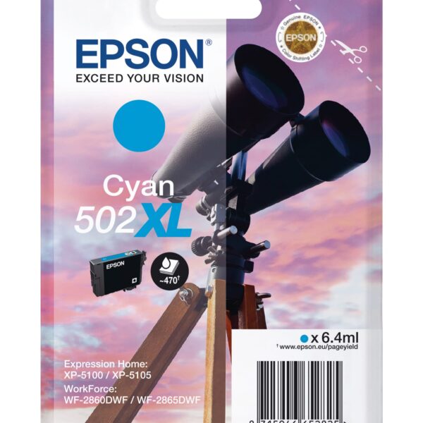 EPSON Tintenpatrone 502XL cyan T02W240 WF-2860/XP-5100 470 Seiten
