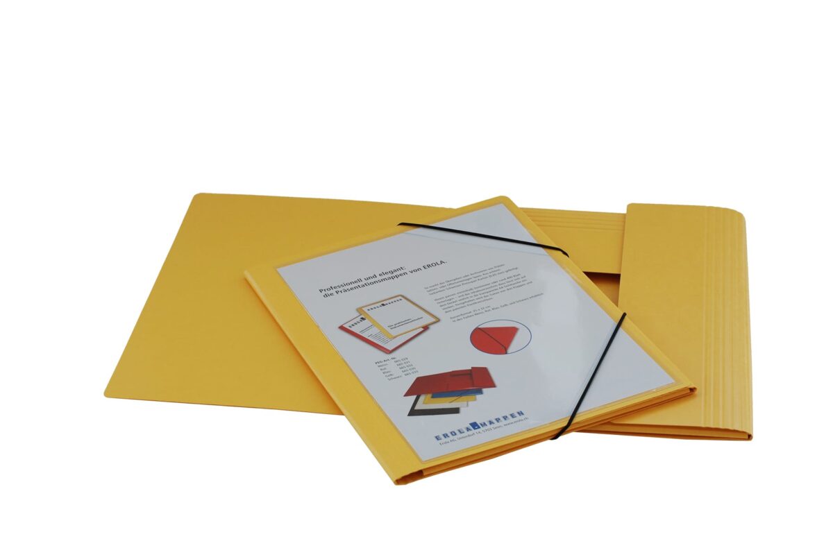 EROLA Gummibandmappe 650my A4 33299S gelb Pressspan mit Fronttasche – Hochwertig & günstig bei ShopDeca