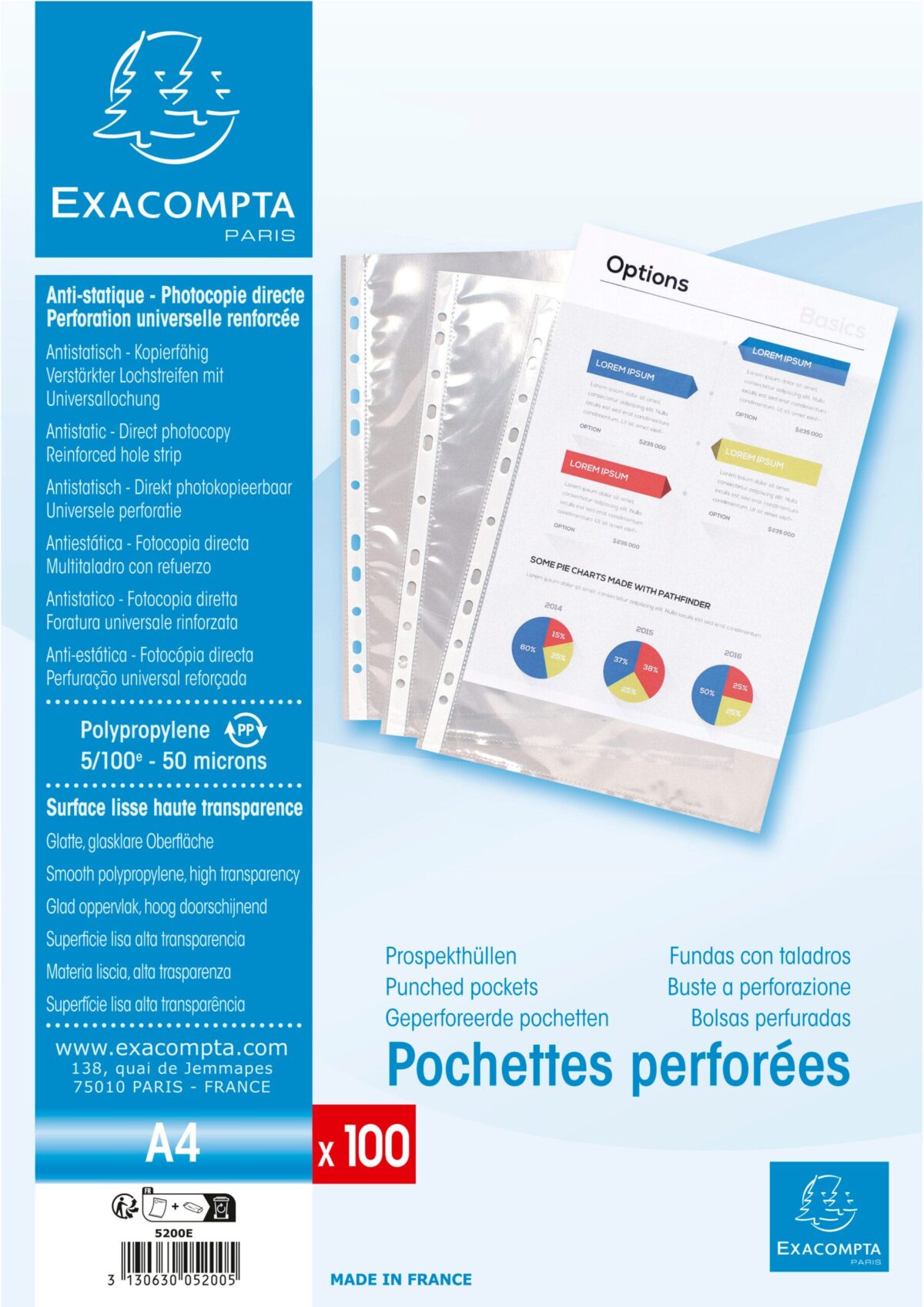 EXACOMPTA Zeigetaschen PP 60my A4 5200E transparent genarbt 100 Stück – Hochwertig & günstig bei ShopDeca