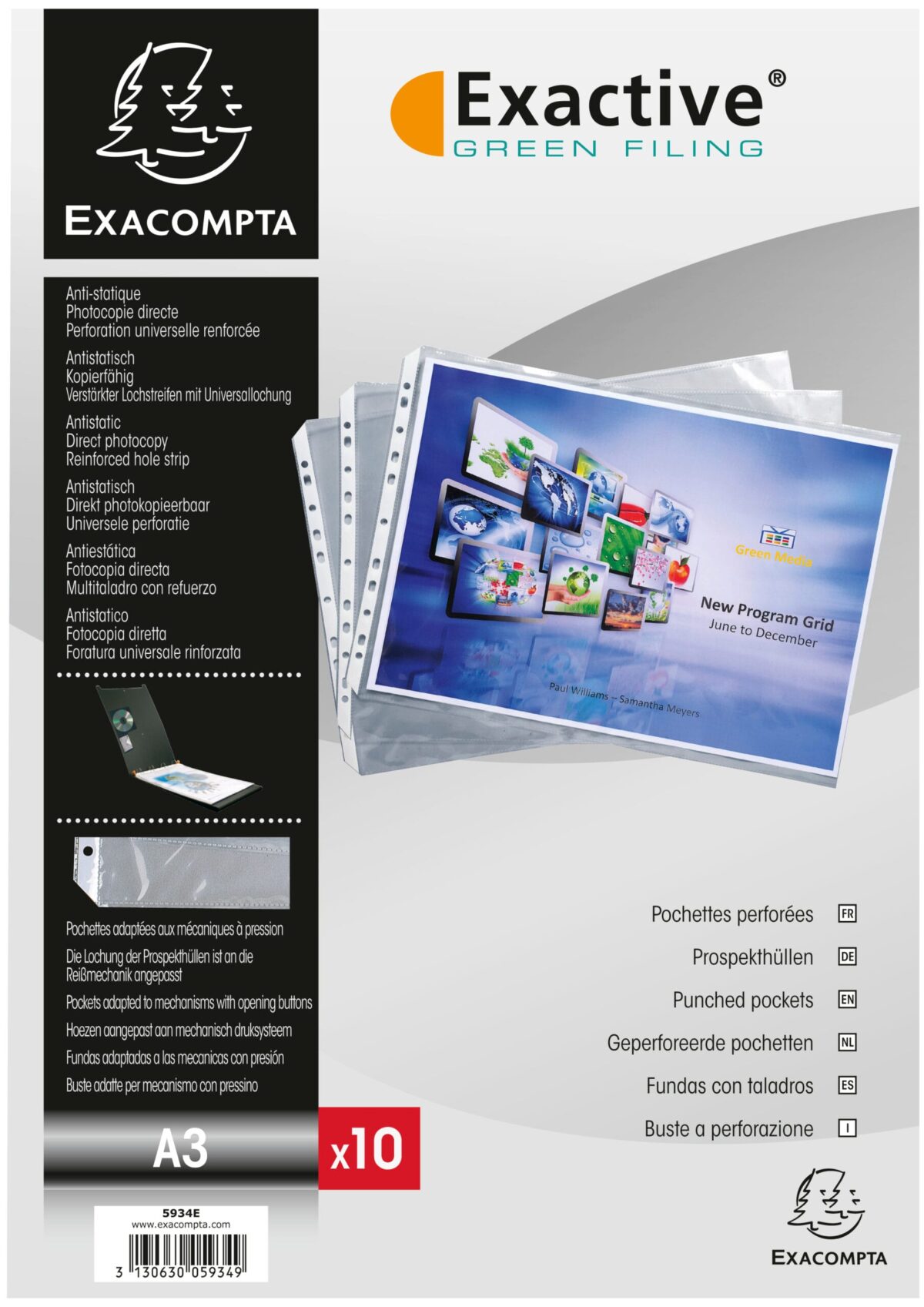 EXACOMPTA Zeigetaschen, glatt A3 5934E PP, gelocht, 55my – Hochwertig & günstig bei ShopDeca