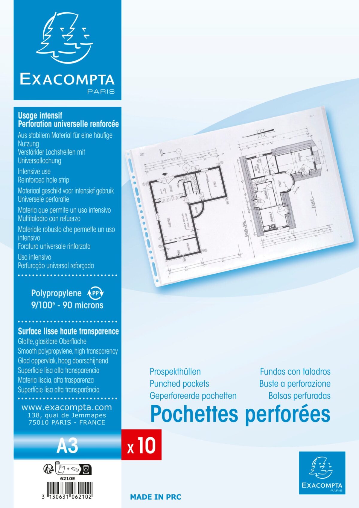 EXACOMPTA Zeigetaschen, genarbt A3 6210E PP, gelocht, 100my – Hochwertig & günstig bei ShopDeca
