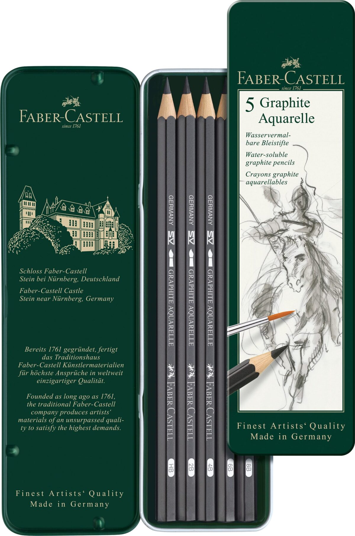 FABER-CASTELL Graphite Aquarelle Bleistift 117805 Metalletui 5 Stück – Hochwertig & günstig bei ShopDeca