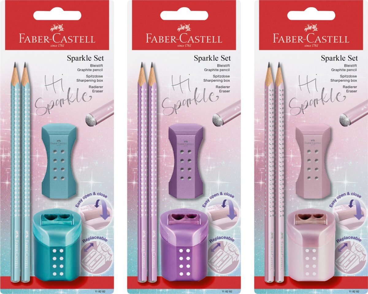 FABER-CASTELL Bleistift B/Radierer/Spitzer 118282 Sparkle Set sortiert – Hochwertig & günstig bei ShopDeca