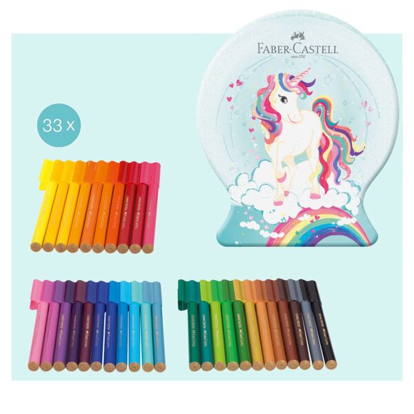 FABER-CASTELL Filtzstift Connector 155544 33 Farben, Koffer Einhorn Edit