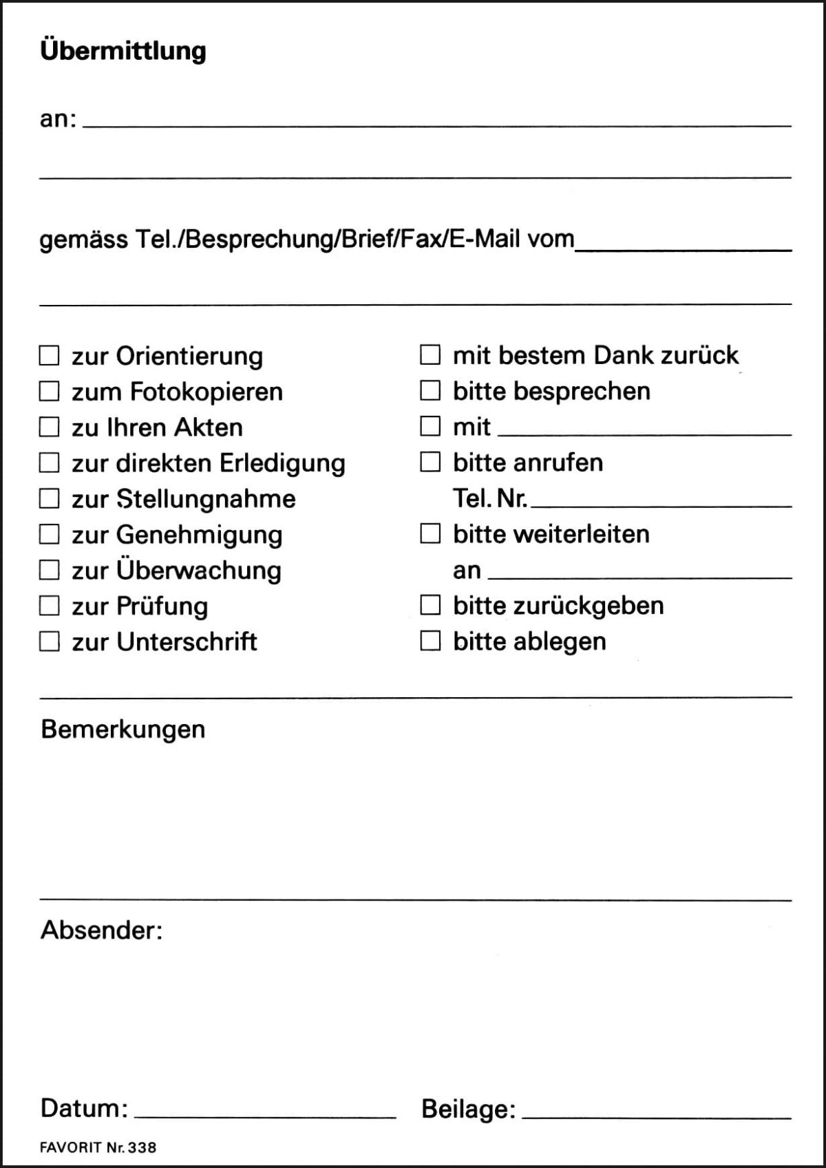 FAVORIT Übermittlungsblock DE A6 338weiss weiss 60 Blatt – Hochwertig & günstig bei ShopDeca