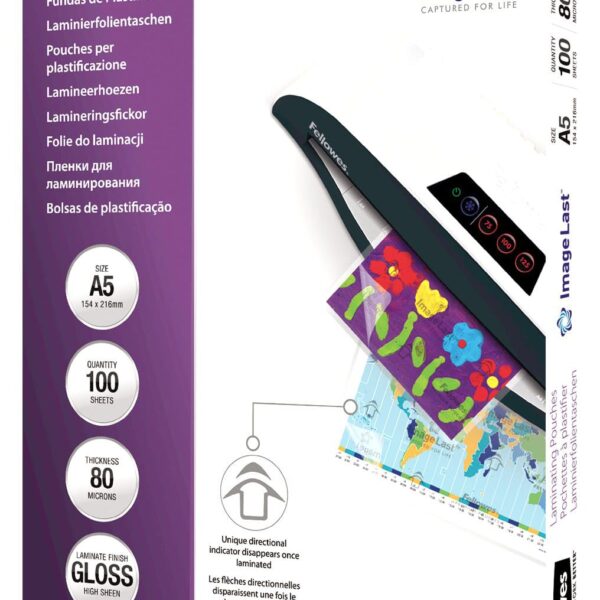 FELLOWES Laminiertasche A5 5306002 glanz, 80my 100 Stk