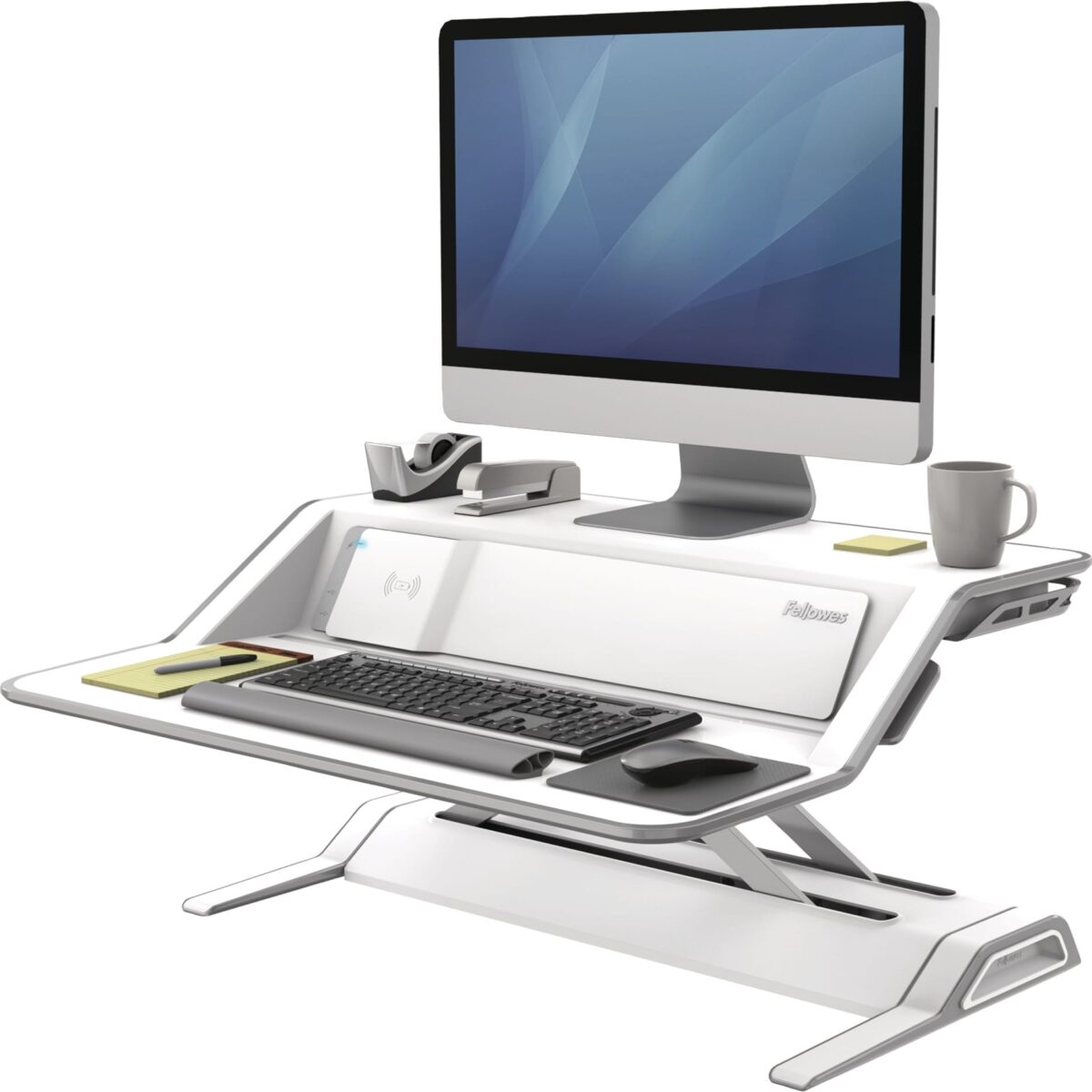 FELLOWES Lotus DX Sitz-Steh Workstation 8091501 weiss, USB & Qi – Hochwertig & günstig bei ShopDeca
