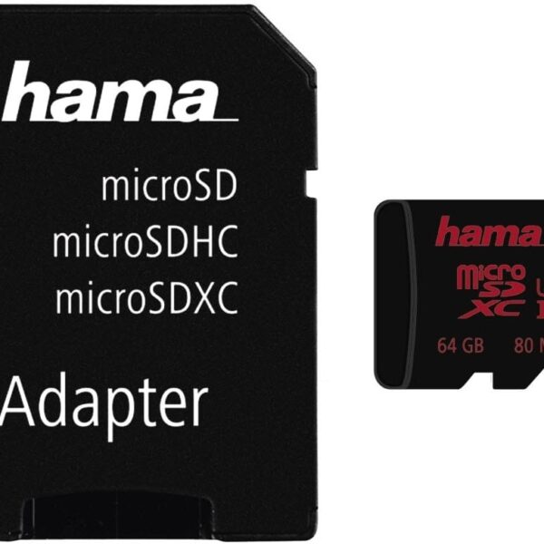 HAMA microSDXC 64GB UHS Speed 123982 Class 3 UHS-I 80MB/s, Adapter