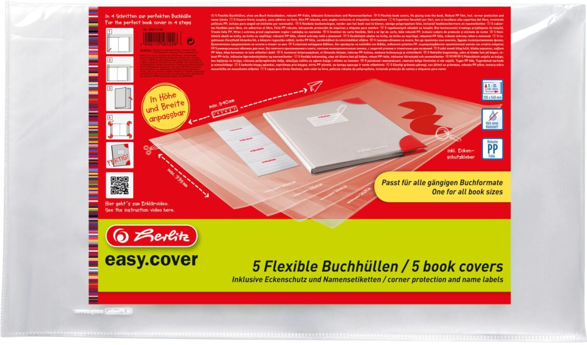 HERLITZ Buchhülle easy cover 50014750 5 Stück in Polybeutel Flexibel – Hochwertig & günstig bei ShopDeca